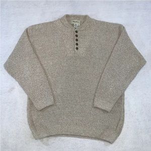 Vintage Eddie Bauer Made in USA Henley Fisherman Sweater Men’s Large